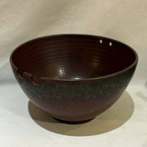 Joyce Chen Hand Crafted Art Pottery Honey Glaze Bowl Taiwan Vintage AS IS